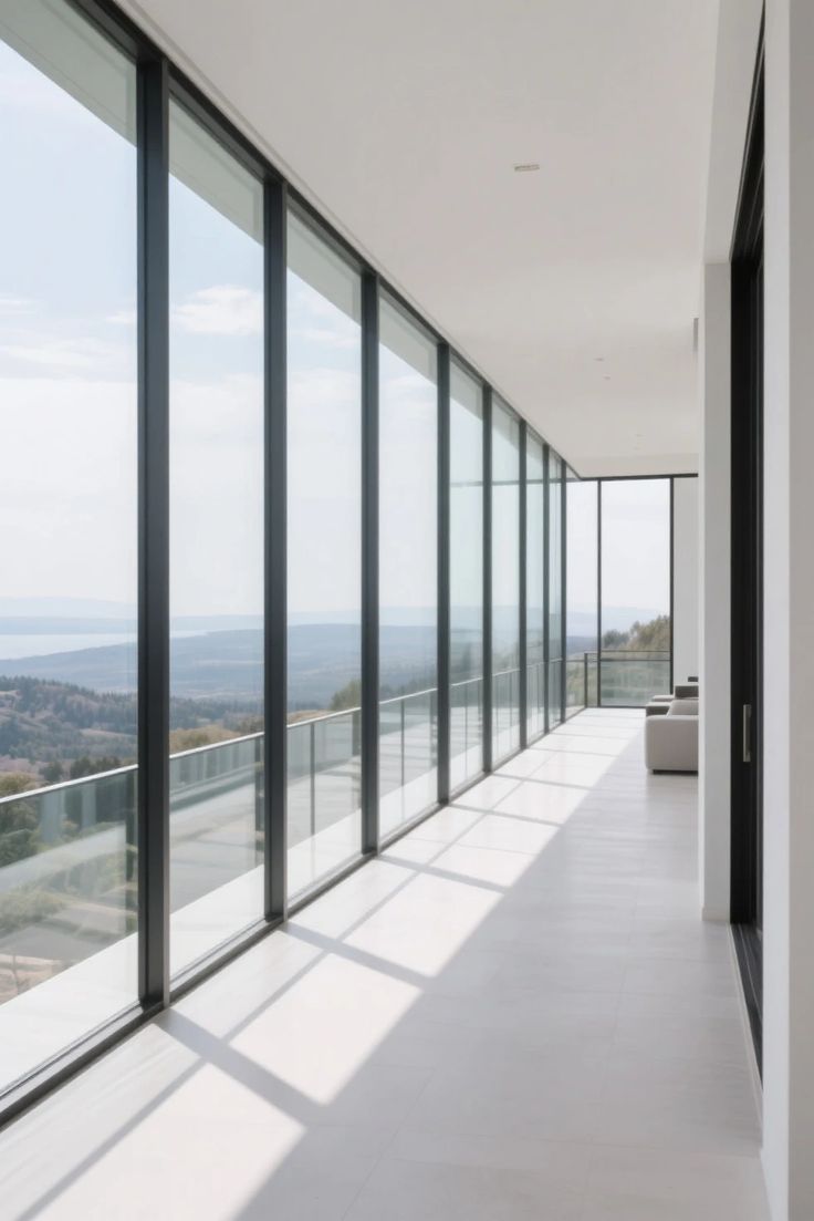 Sala ampla com portas de vidro de correr conectando ambiente interno e área externa